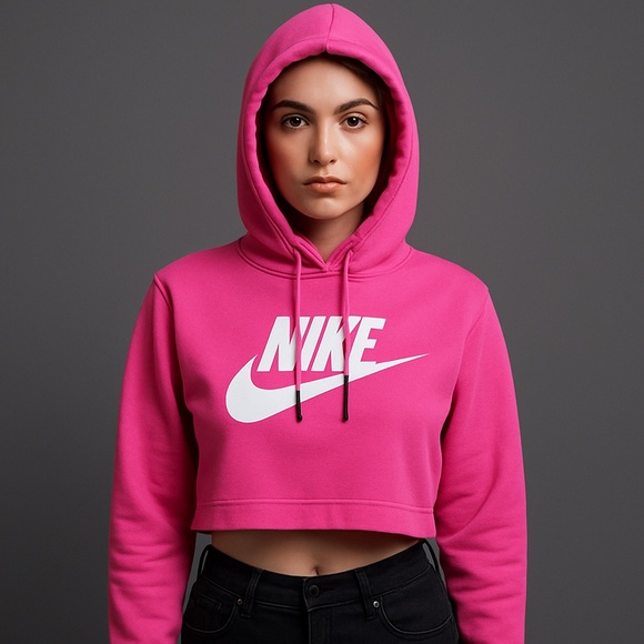 Nike Tops - Nike  Woman’s Cropped Pink Hoodie Size Large